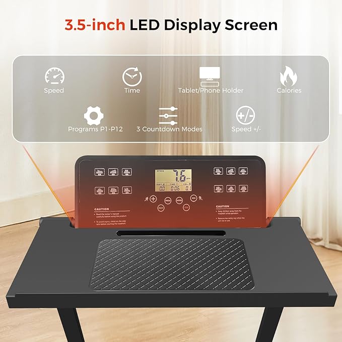 Portable Foldable Treadmills for Home, Small Folding Treadmill for Home Office with 300 LBS Capacity, Walking Running Exercise Electric Compact Treadmill with LED Display-StrideForce Fitness