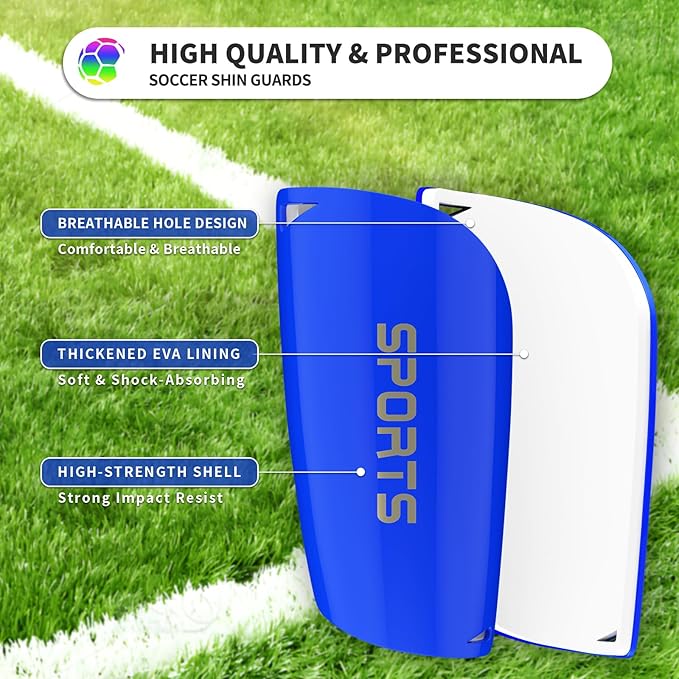 Kids Youth Soccer Shin Guards with Sleeves, Slip in Shinguards Soccer Shin Pads for 3-15 Years Old Boys Girls Child Teens-StrideForce Fitness