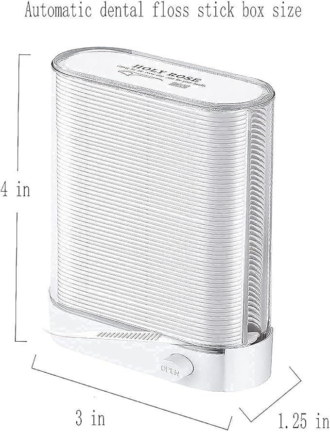 Holy Rose Dental Floss Picks Dispenser,Adults for Clean Teeth Floss Sticks Toothpick,Automatic Pop-Up Organiser Case with Flossers 88 Count,Flosser Holder Container is Perfect Tool for Tooth Care.