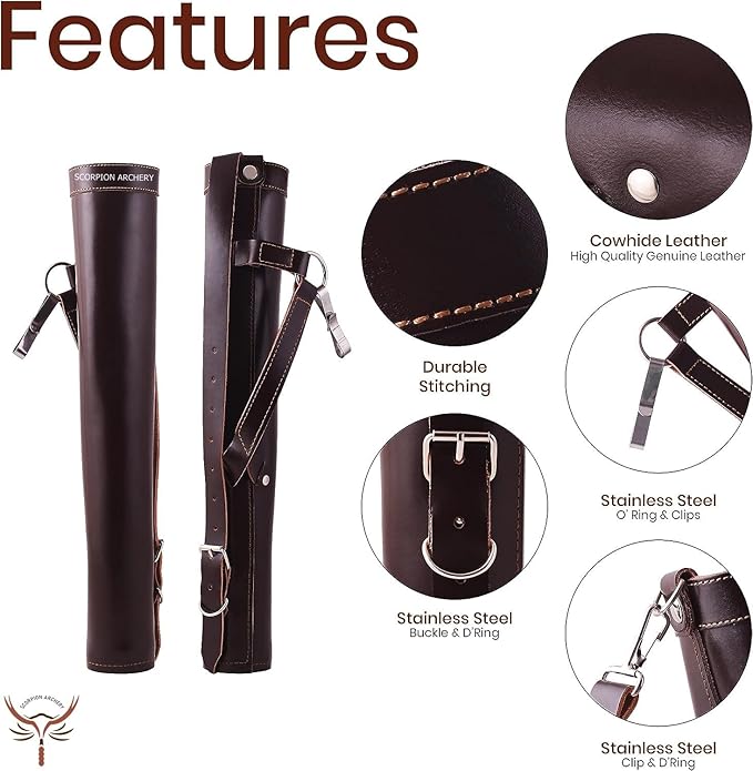 Traditional Back Quiver Bow Arrow Holder Handmade Leather Quiver Lightweight & Comfortable Gift for him Aniversary Gift-StrideForce Fitness