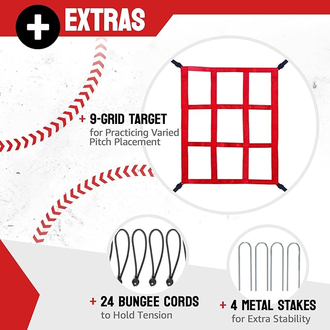 Baseball Rebounder Net, 3/5 Adjustable Angles 4x4.5FT Pitch Back Baseball Softball Volleyball Rebounder with 2 Strike Zones, UV Resistant, Pitchback Trainer for Ground, Line Drive & Fly Balls-StrideForce Fitness