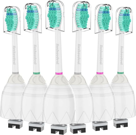 Toothbrush Replacement Heads for Philips Sonicare E-Series, Essence, Elite, Advance, CleanCare Screw-on Electric Toothbrush Heads HX7022/66, 6 Pack