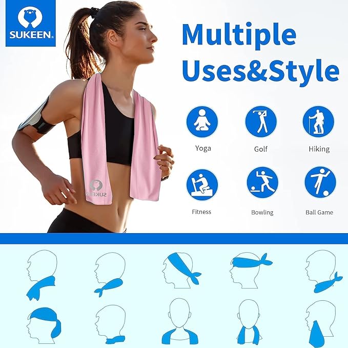 Sukeen Cooling Towel (40"x12"), Ice Towel Sets,Soft Breathable Chilly Towel,Microfiber Towel for Yoga,Sport,Running,Gym,Workout,Camping,Fitness,Workout & More Activities, 6 Pack-StrideForce Fitness