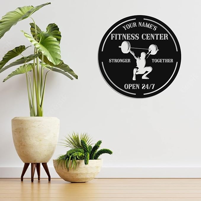 Personalized Home Gym LED Tin Metal Sign Multiple Sizes, Gym Sign Wall Decor, Exercise Workout Room Decor Fitness Center, Motivational Inspirational Hanging Wall Art Wall Plaque (04 w/o lights)-StrideForce Fitness