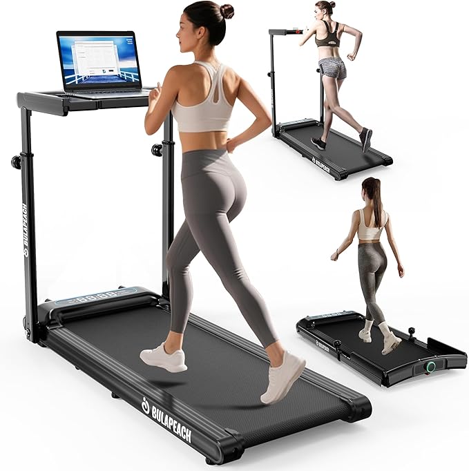 Walking Pad with Incline, 3 in 1 Under Desk Treadmill with Handle Bar Removable Desk Workstation & Device Holder, 3.5HP Foldable Treadmills with 300lbs Capacity for Home Office-StrideForce Fitness