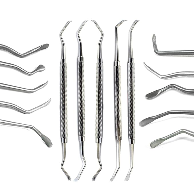MEDSPO Professional Dental Instruments Osteotome Periotome Luxating Elevator Implant | Orthodontic PDL Teeth | Surgical Root Extraction Spreading (Sinus Lift Elevator Sinus Handle Set of 5)