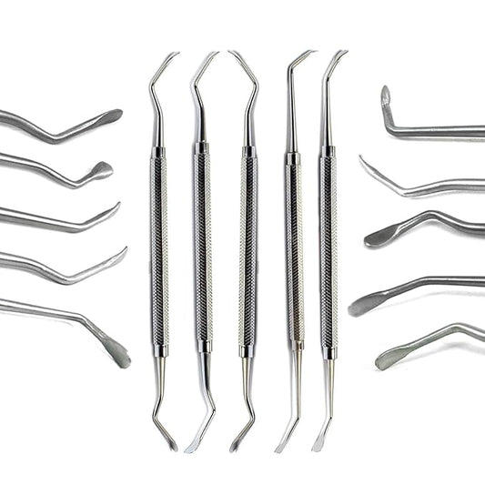 MEDSPO Professional Dental Instruments Osteotome Periotome Luxating Elevator Implant | Orthodontic PDL Teeth | Surgical Root Extraction Spreading (Sinus Lift Elevator Sinus Handle Set of 5)