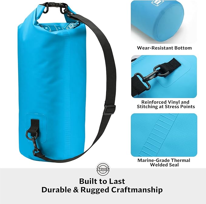 STOVER 5/10/25/30/40/55L Waterproof Backpack- Floating Dry Bag for Kayaking, Travel, Beach, Hiking, & Camping, Men/Women-StrideForce Fitness