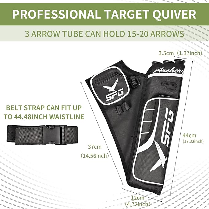 SPG Arrow Quiver Archery Hip Quiver, Durable Adjustable Waist Belt Three Arrows Tube for Arrow Storage Compound Bow Recurve Bow Accessories-StrideForce Fitness