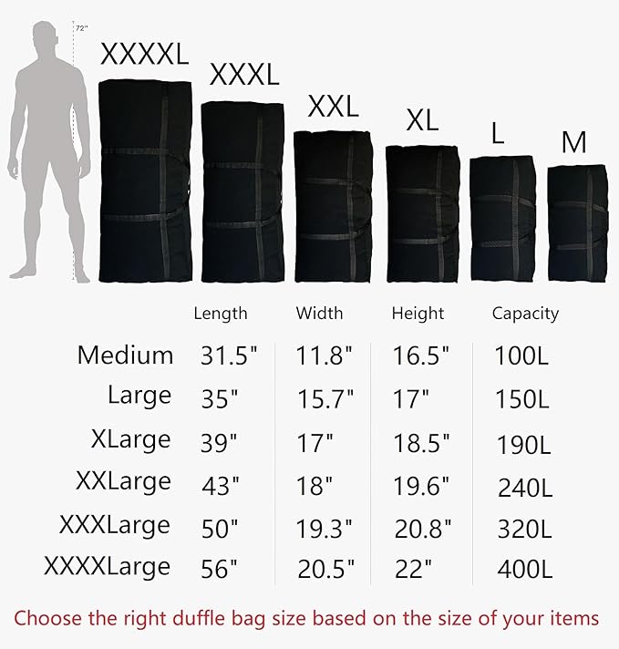 Extra Large Storage Duffle Bag for Travel, Big Foldable XL Duffle Bag for Traveling - Black-StrideForce Fitness