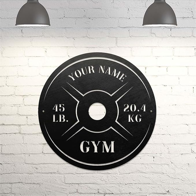 Personalized Home Gym LED Tin Metal Sign Multiple Sizes, Weight Lifting Exercise Workout Room Training Fitness Center Motivational Inspirational Quotes Decor Wall Art Hanging Accessories (06 w/o LED)-StrideForce Fitness