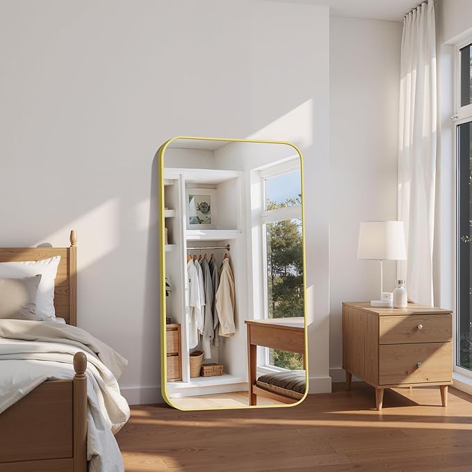 FORBATH 30x55 Inch Gold Bathroom Mirror for Over Sink, Large Rectangular Wall Mirror with Metal Frame, Rounded Corners for Bathroom, Bedroom, Entryway Decor (Horizontal or Vertical)-StrideForce Fitness