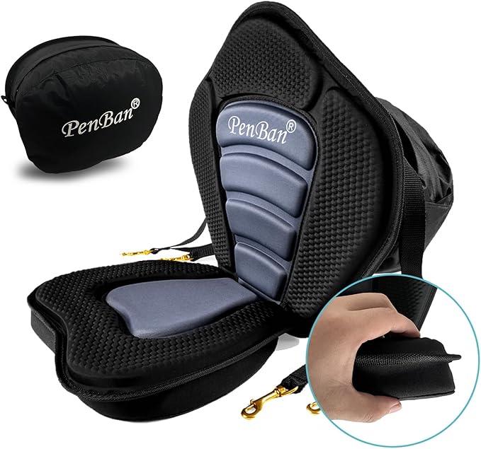 Universal Deluxe Kayak Seat Cushion with Storage Bag for Kayak,Padded Boat,SUP,Canoe,Fishing Boat,Seats with 4 Adjustable Straps-StrideForce Fitness