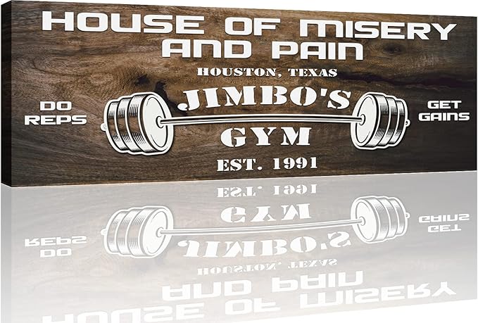 Tailored Canvases Personalized Gym Sign Wall Art Decor - Motivational Canvas for Home Gym, Workout Room, Garage, Fitness Center - Workout Inspirational Posters - House of Misery and Pain, Wooden 36x12in-StrideForce Fitness