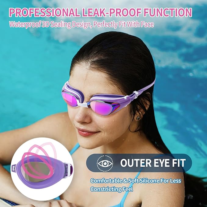 Nearsighted Swim Goggles, Shortsighted Optical Swimming Goggles No Leaking Anti Fog UV Protection for Adult Men Women-StrideForce Fitness
