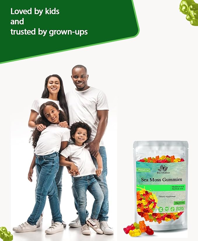 Sea Moss Gummies - Irish sea Moss raw Organic, Bladderwrack, Burdock Root. Contains Sea Moss Gel and Powder. Superfoods for Vegan, Keto and Dr Sebi Diet. Immune Boosting (1, Original)-StrideForce Fitness