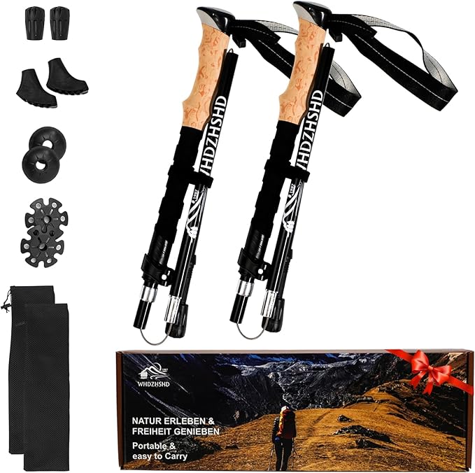 Trekking Poles for Hiking - Walking Sticks for Men, Women, Seniors, 2pc Collapsible Lightweight Aluminum Alloy Hiking Poles for Nordic Walking & Outdoor Adventures-StrideForce Fitness