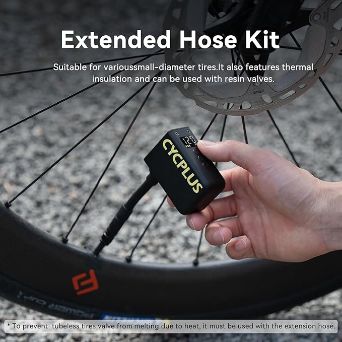 CYCPLUS AS2 Ultra Tiny Bicycle Pump with Gauge, Max 120 PSI Electric Mini Pump, Auto Stop, with Presta and Schrader Valve for E-Bike, MTB, and Road Bike AS2 Ultra (3.06oz)-StrideForce Fitness