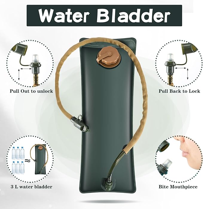 4 Pack Tactical Hydration Backpack with 3L Water Bladder Military Daypack Water Backpack Lightweight Hydration Back Pack for Running Cycling Climbing Hiking for Men Women-StrideForce Fitness