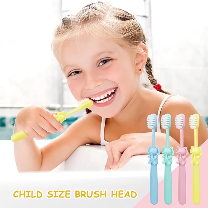 60 pcs Bulk Dispodable Kids Toothbrushes Bulk Individually Wrapped,Kids Toothbrush for Age 2+ Toddler Children Toothbrush Set Soft Bristles Boys Girls Toothbrush