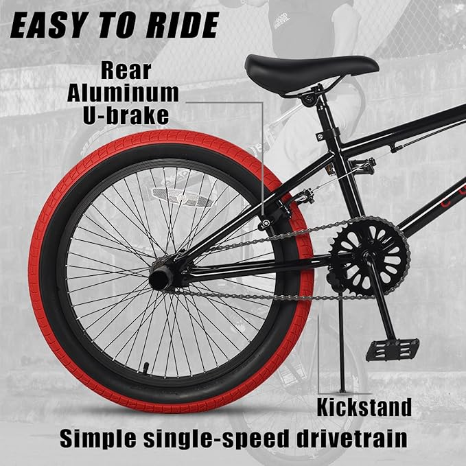 Freestyle BMX Bike, 18 20 Inch Kids Bicycle for 5-13 Years Old Kids and Beginner Level Rider, Multiple Colors-StrideForce Fitness