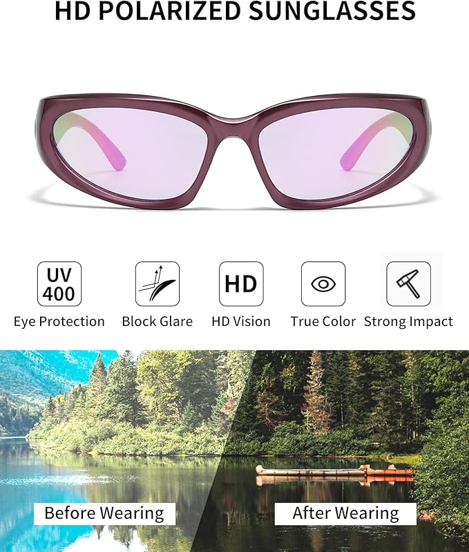 SOAR&EAGLE Y2K 3Pack Polarized sunglasses Wrap Around Men's Women's sunglasses Fashion Sport Shades Sun Glasses-StrideForce Fitness