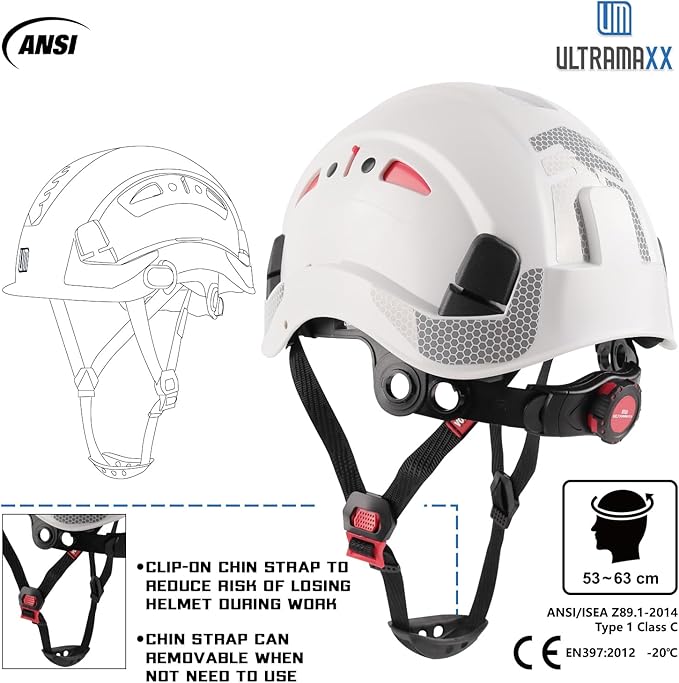 Safety Helmet Hard Hat, ANSI Z89.1 Approved Lightweight Vented Work Helmet, 6-Point Adjustable Ratchet Suspension Hardhat Ideal for Industrial and Construction-StrideForce Fitness