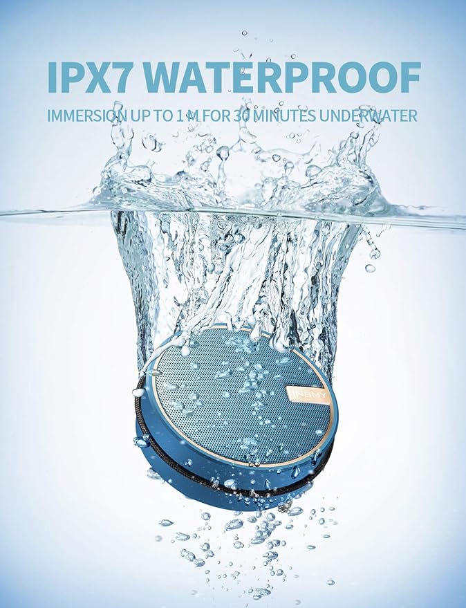 INSMY C12 IPX7 Waterproof Shower Bluetooth Speaker, Portable Small Speaker, Speakers Bluetooth Wireless Loud Clear Sound Support TF CSuard ction Cup for Outdoor Kayak Canoe Beach Gift (Navy)-StrideForce Fitness