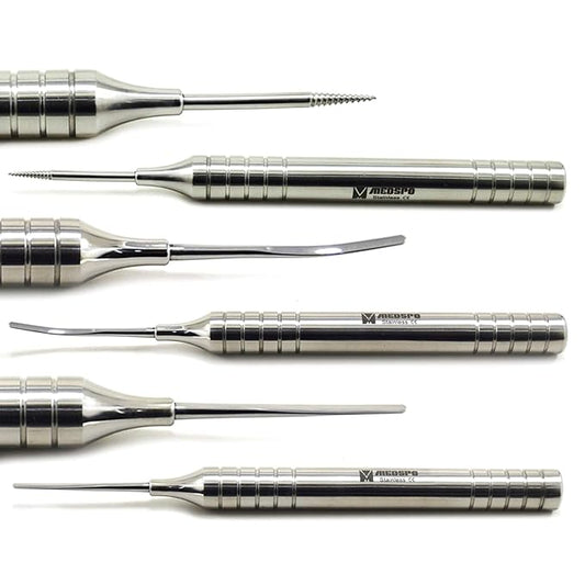 MEDSPO Professional Dental Instruments Osteotome Periotome Luxating Elevator Implant | Orthodontic PDL Teeth | Surgical Root Extraction Spreading (Flex Periotome Titanium Set Of 3)