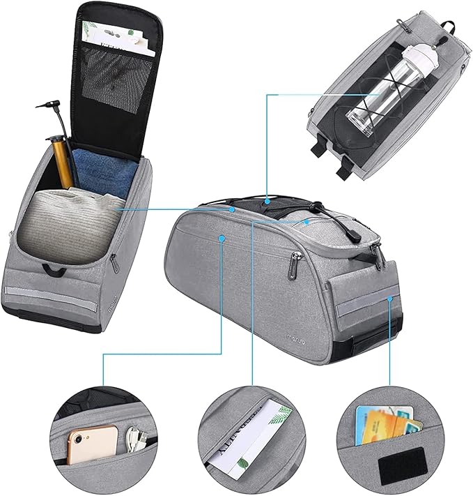 MOSISO Bike Rack Bag, Waterproof Bicycle Trunk Pannier Rear Seat Pouch Cycling Bike Carrier Backseat Storage Luggage Saddle Shoulder Bag-StrideForce Fitness