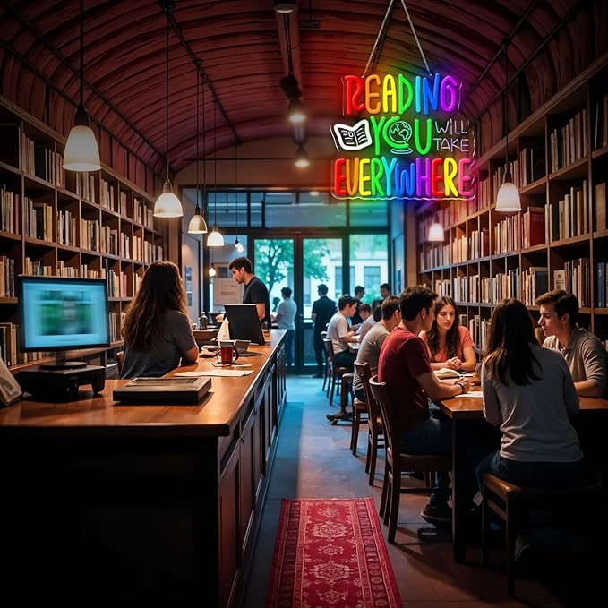 Reading Will Take You Everywhere Neon Sign,Classroom Neon Sign,Read Neon Signs for Classroom Inspirational Letter Led Sign Dimmable Classroom Neon Lights for Bedroom Dorm Library Bookstore-StrideForce Fitness
