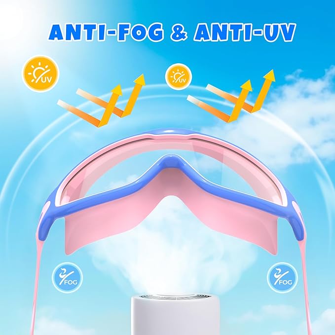 Swim Goggles for Kids 3-15 with Earplugs Large Frame Anti-Fog/UV Swimming Goggles for Boys Girls Toddler 2PCS-StrideForce Fitness