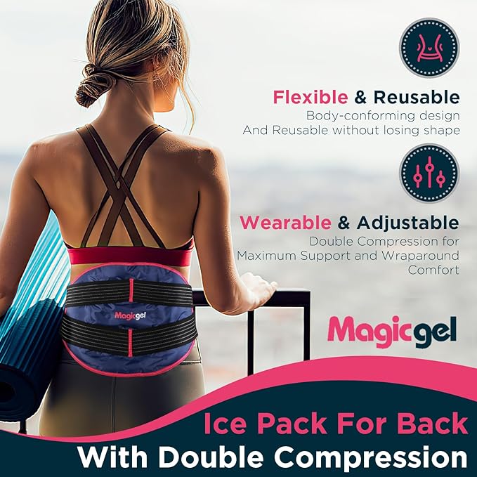 Magic Gel Back Ice Pack - Maximum Compression Sports Cold Compress Wrap for Back & Lower Body - Reusable Hot & Cold Packs-StrideForce Fitness