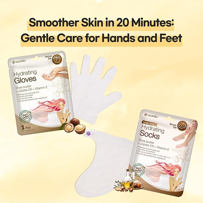 Epielle Hydrating Foot Masks 6 Pairs, Deep Moisturizing Socks for Dry Feet & Cracked Heels, Relieve and Soften with Shea Butter & Jojoba Oil, Korean Skin Care, Spa Set, Self Care Gifts for Women-StrideForce Fitness