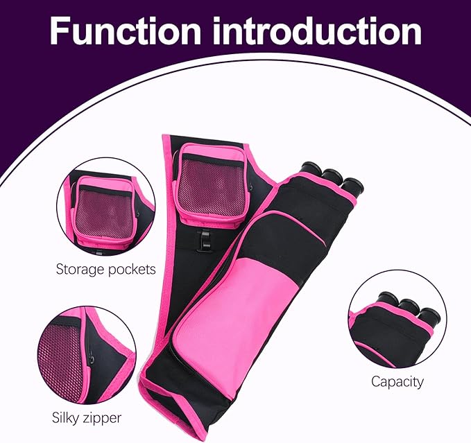 3-Tubes Hip Quiver Waist Hanged Archery Arrow Carry Bag with Pockets Adjustable Belt for Hunting, Target Practice, and Outdoor Shooting, Fits Both Youth and Adults-StrideForce Fitness