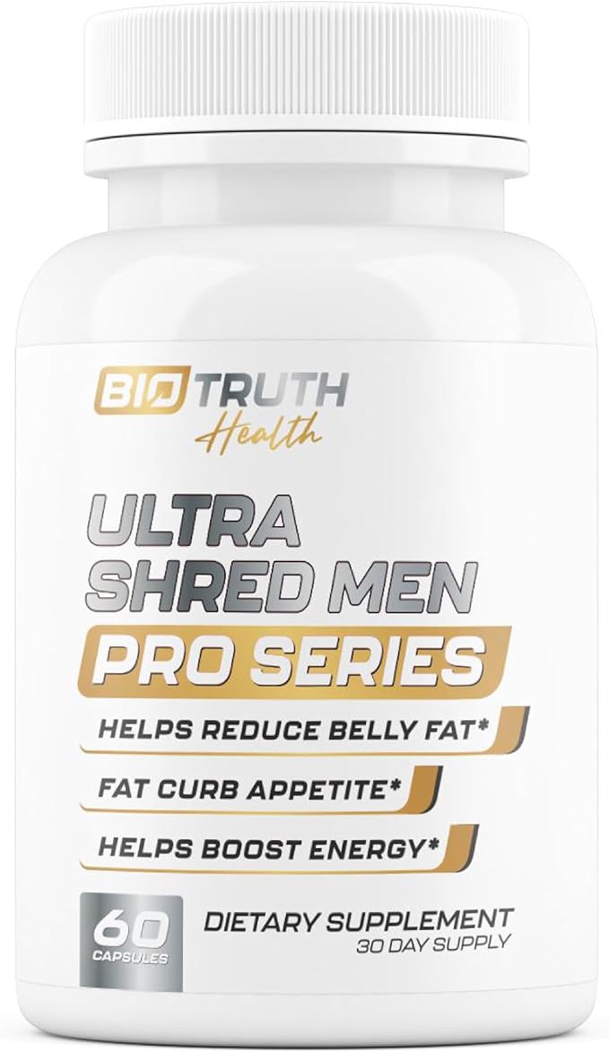Ultra Shred Men | PRO Series | Fat Burner for Men to Sustain Muscle & Lose Weight - Boost Metabolism, Appetite Suppressant | 5 Research Backed Ingredients | 3rd Party Tested Supplement - 60 Capsules-StrideForce Fitness