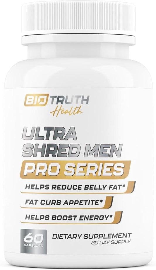 Ultra Shred Men | PRO Series | Fat Burner for Men to Sustain Muscle & Lose Weight - Boost Metabolism, Appetite Suppressant | 5 Research Backed Ingredients | 3rd Party Tested Supplement - 60 Capsules-StrideForce Fitness