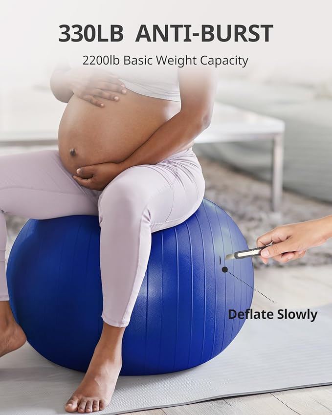 Trideer Extra Thick Yoga Ball Exercise Ball, 5 Sizes Gym Ball, Heavy Duty Ball Chair for Balance, Stability, Pregnancy, Quick Pump Included-StrideForce Fitness