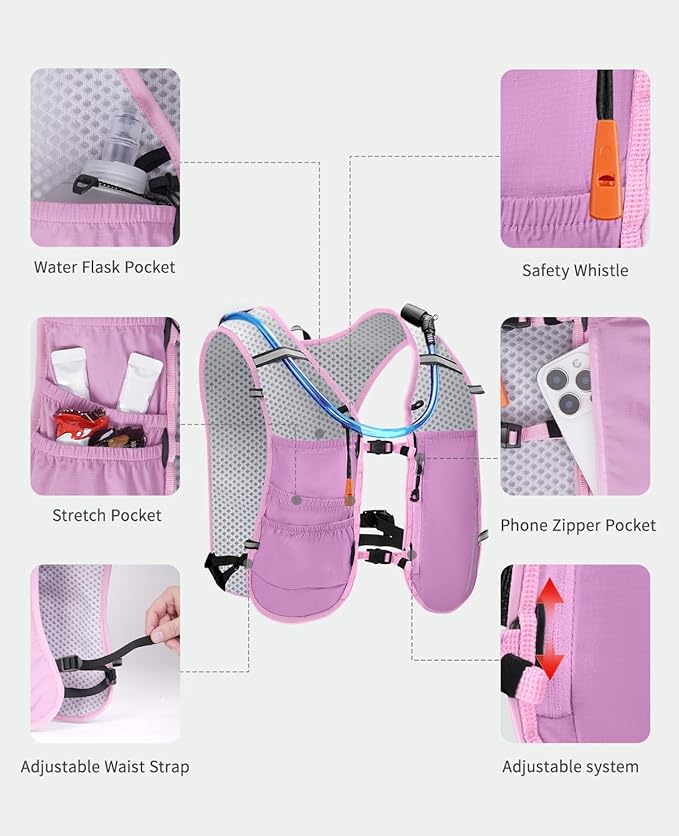 ECOHUB Running Hydration Vest Backpack,Lightweight Breathable Pack with 2L Water Bladder Bag Daypack for Hiking Trail Running Cycling Race Marathon for Women Men-StrideForce Fitness