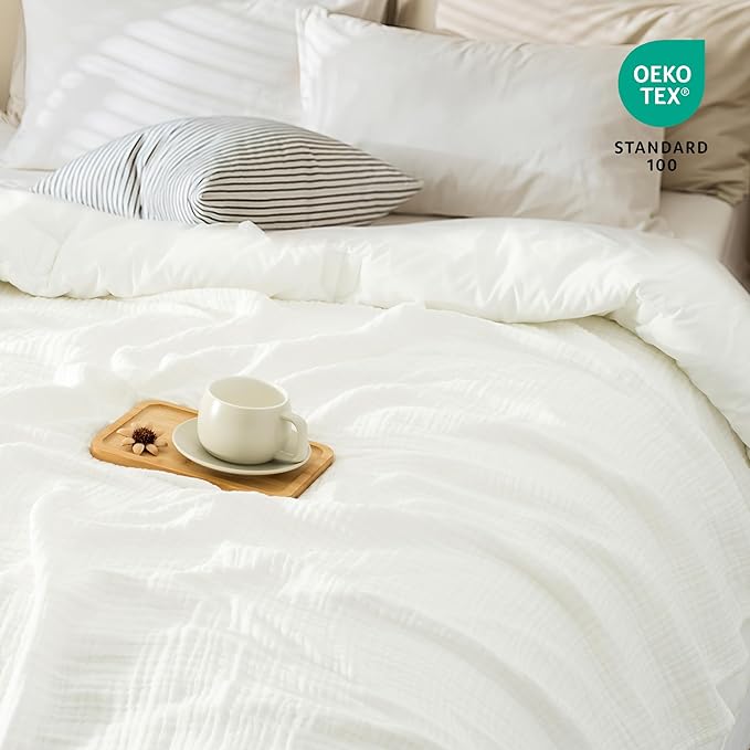 Carriediosa 100% Cotton Muslin Throw Blanket 50" X 70" Throw XL Size，4-Layers Summer Gauze Throws for Bed Couch，Soft Lightweight Breathable Linen Blankets Bedspread for Adults All Season，White-StrideForce Fitness
