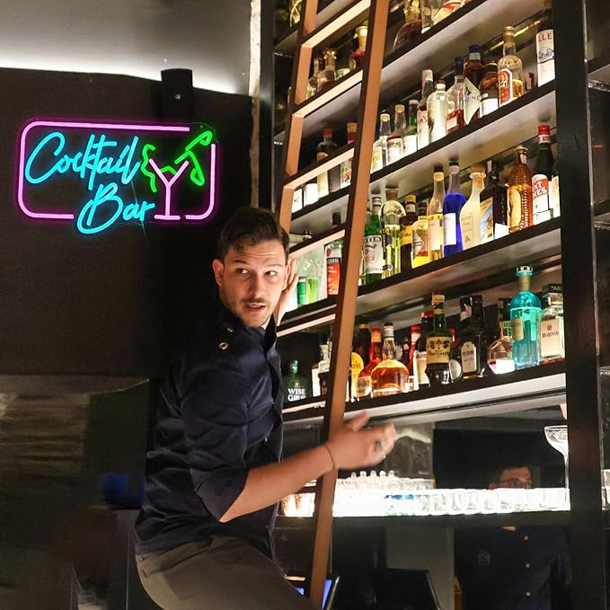 Cocktail Bar Neon Sign for Wall Decor Led Women Sign USB Goblet light up sign Dimmable Cocktail neon Light for Bar Club Pub Store Home Decor-StrideForce Fitness
