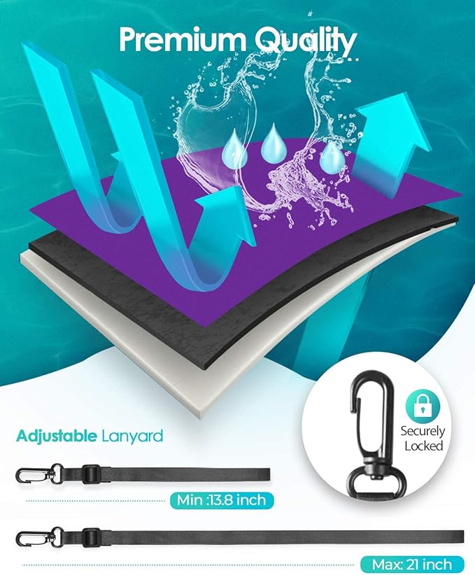 Hiearcool Universal Waterproof Phone Pouch, Dry Bag Compatible for iPhone 17 16 15 14 13 Pro Max XS Plus Samsung Galaxy S22 Cellphone Up to 8.3", IPX8 Water Proof Cell Phone Case for Beach-2Pack-StrideForce Fitness