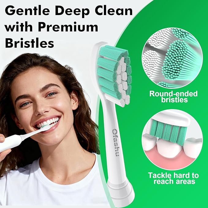 Replacement Brush Heads for Philips Sonicare Click-on Electric Toothbrush Heads Compatible with Plaque Control C1 C2 4100 5100 6100 2 Series HX9024, 8 Pack White