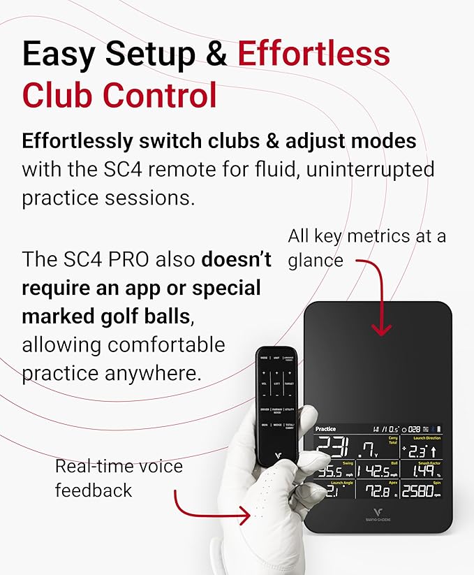 Voice Caddie SC4 PRO Golf Launch Monitor & 3D Driving Range Simulator for Indoor and Outdoor Use | Portable Golf Swing Analyzer & Tracker with Built-in Screen | No Fees-StrideForce Fitness