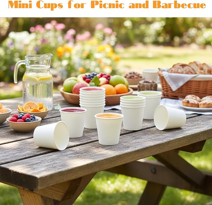 1000 Count 2 oz Bathroom Cups, Disposable Paper Bath Cups, Small Paper Cup, Bathroom Mouthwash Cup, White Mini Espresso Trophy for Bathrooms, Travel, Picnic