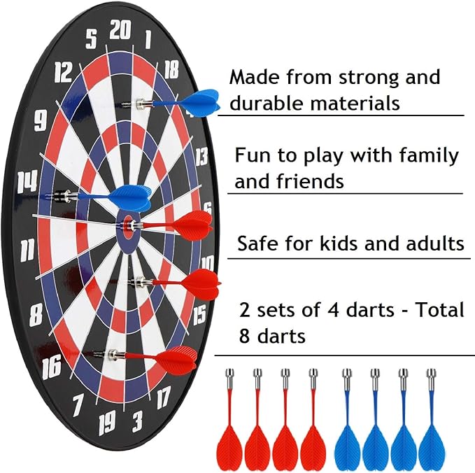 Magnetic Dart Board Game - Darts and Kids Dart Board Set,16 Inch Dart Board with 8 Strong Magnet Darts of 2 Colors,Best Kids Toy Gift Indoor Outdoor Games for Family and Friends-StrideForce Fitness