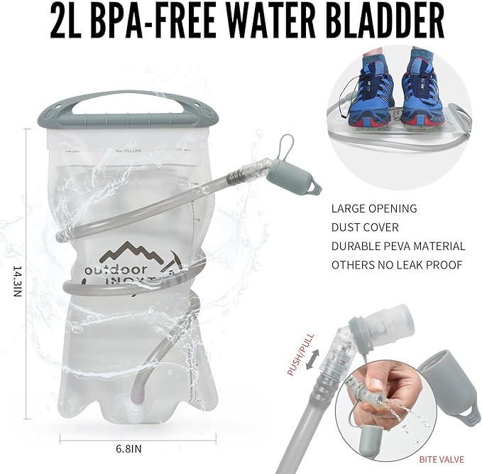 Hydration Pack Backpack, Lightweight Water Backpack with 2L Leakproof Hydration Bladder Daypack for Men Women,Running Hydration Vest for Outdoor Trail-StrideForce Fitness