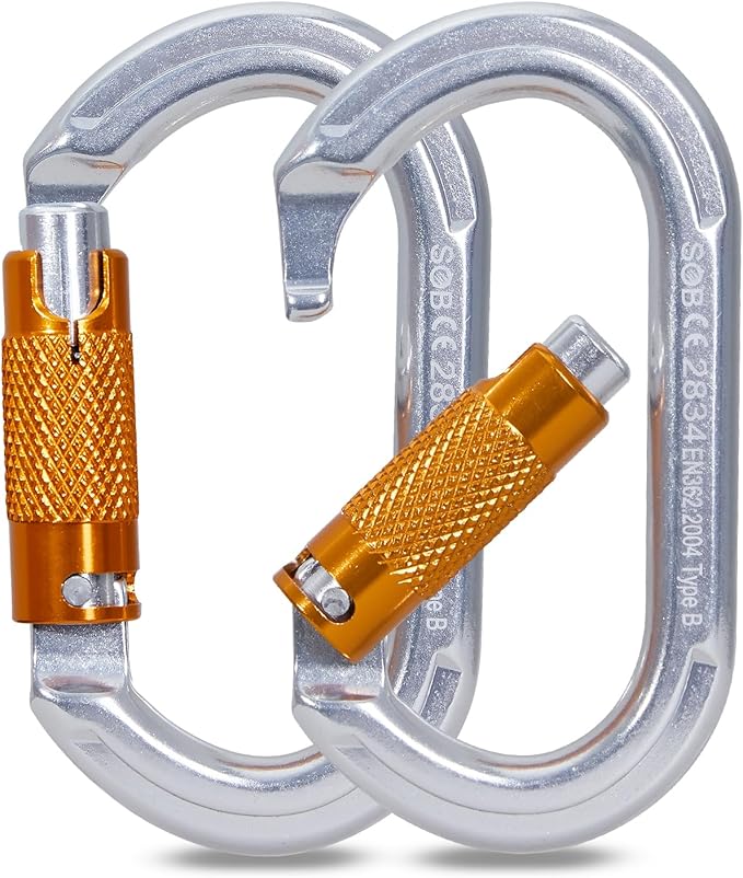 SOB Auto Locking Climbing Carabiner Clips,Heavy Duty Asymmetrical Carabiner Connector Used for Rappelling Gear Rescue Outdoor Projects Dog Leash-StrideForce Fitness