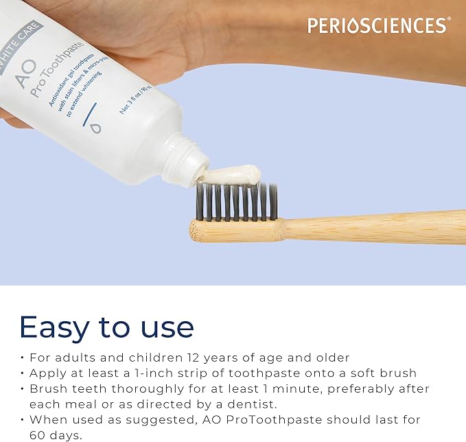 PerioSciences AO Pro Post Whitening Toothpaste with Nano Hydroxyapatite, Remineralizing, 3 fl oz / 90ml