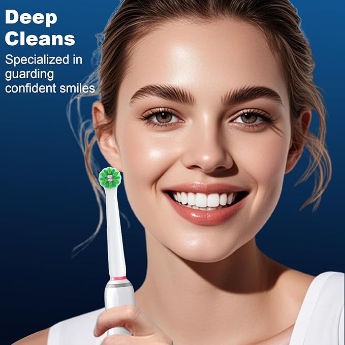 8 Count Cross Clean Replacement Heads Compatible with Oral B Braun for Deep Clean, Brush Heads Compatible with Oral B Pro 1000/500/Genius x/Smart 1500 Electric Toothbrush Heads (White)